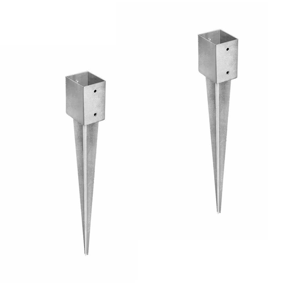 Set Einschlagbodenhülse 9x9 cm – Stahl verzinkt, 75 cm lang – passend für Zaunpfosten 9x9 cm– für Zäune bis 120 cm Höhe