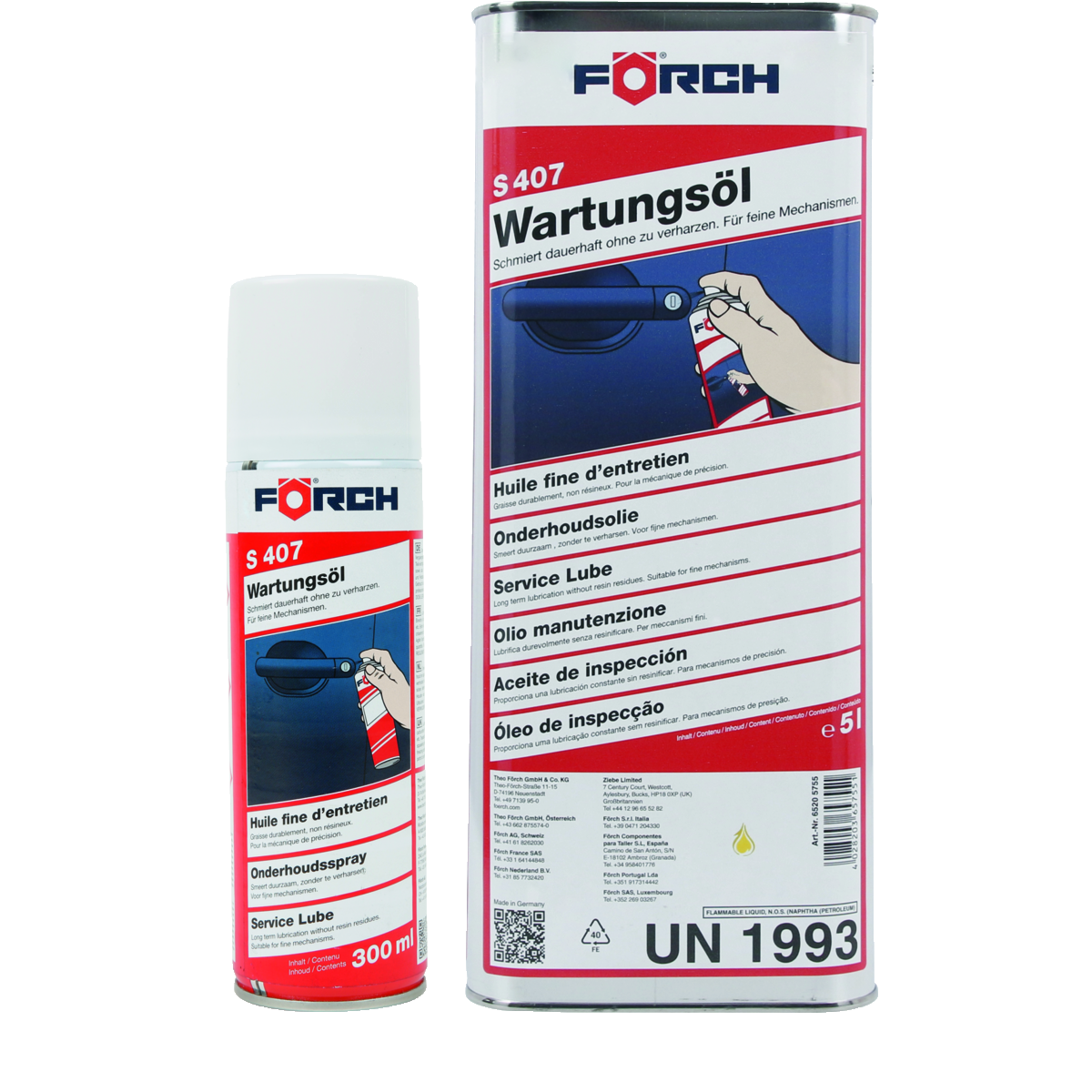 FÖRCH Wartungsöl S407 Spray 300 ml | Universal Wartungsöl & Schmieröl | Korrosionsschutz & Schmierung für Mechanik, Schlösser, Türscharniere