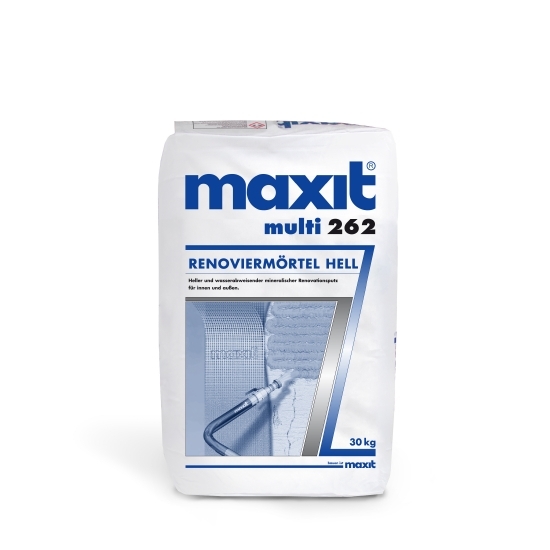 maxit multi 262 Renovierputz, hell, hochvergütet als Dünnschichtputz oder Haftbrücke auf Beton für den Innen- und Außenbereich maxit multi 262 Renovierputz, hell, hochvergütet als Dünnschichtputz oder Haftbrücke auf Beton für den Innen- und Außenbereich