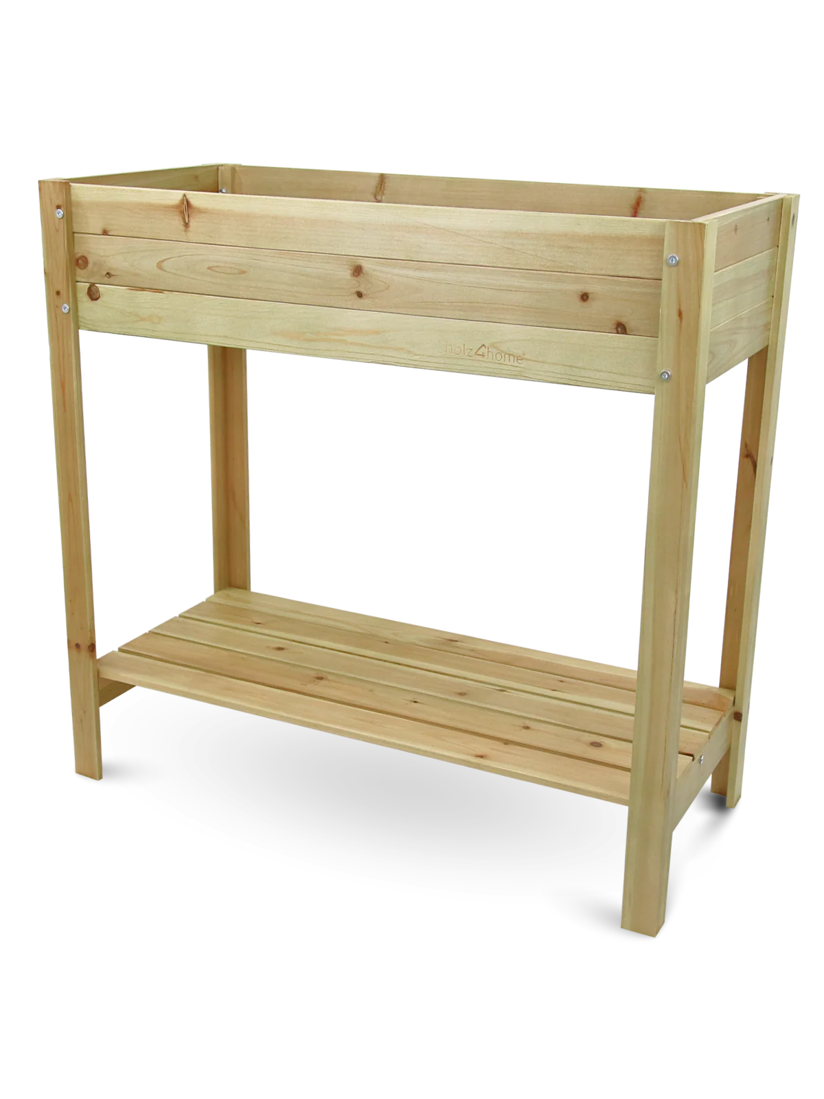 Hochbeet mit Ablage Natur aus Tannenholz inkl. Vlies & Handschuhen – praktisches Gartenhochbeet
