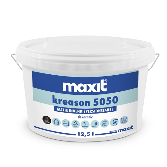 maxit kreason 5050 Innenfarbe 12,5 Liter (weiß), hohe Deckkraft, schnelltrocknend