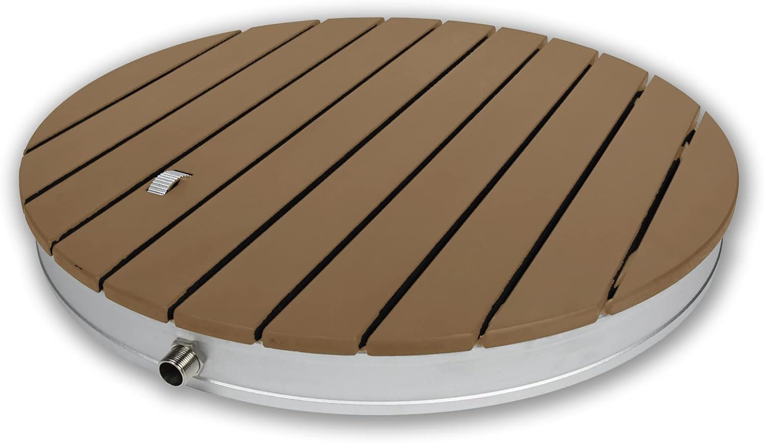 Bodendusche Outdoor aus WPC – Mobile Gartendusche für Pool, Camping & Sauna – Dusche ohne Strom – Rund oder Eckig, Schwarz oder Braun – Wasserdruckgesteuert, 4 m Fontäne