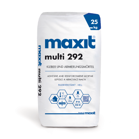 maxit multi 292 Kleber- und Armierungsmörtel 25kg - für innen als auch außen geeignet - faserverstärkt für noch besseren Halt