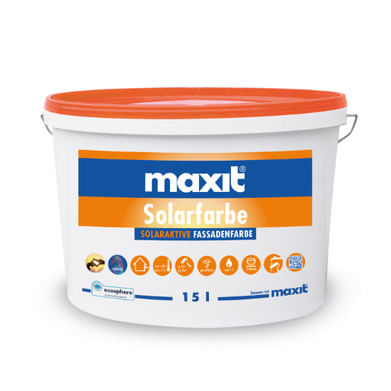 maxit Solarfarbe-15 Liter Eimer – Wasserabweisende Fassadenfarbe mit Microhohlglaskugeln