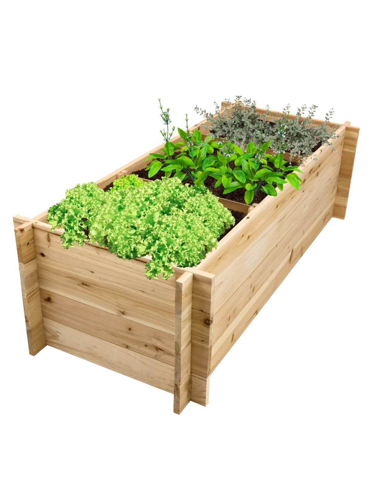 Hochbeet aus Tannenholz mit 3 Fächern inkl. Gartenvlies & Handschuhe – robust & platzsparend – Pflanzbeet für Balkon, Terrasse & Garten