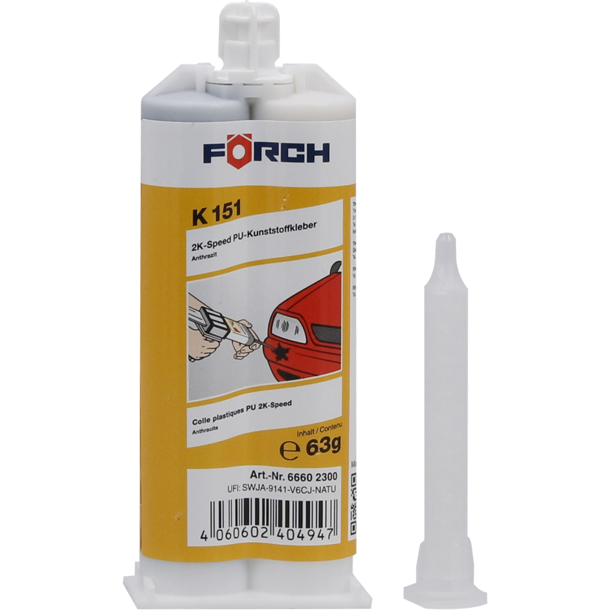 Förch 2K‑Speed PU Kunststoffkleber K151 – Schneller 2‑Komponenten Klebstoff für Kunststoffe & Metall