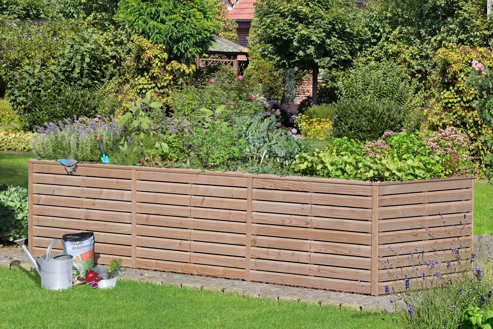 Rhombus Hochbeet XXL – 305 × 103 × 75 cm | Lärche natur