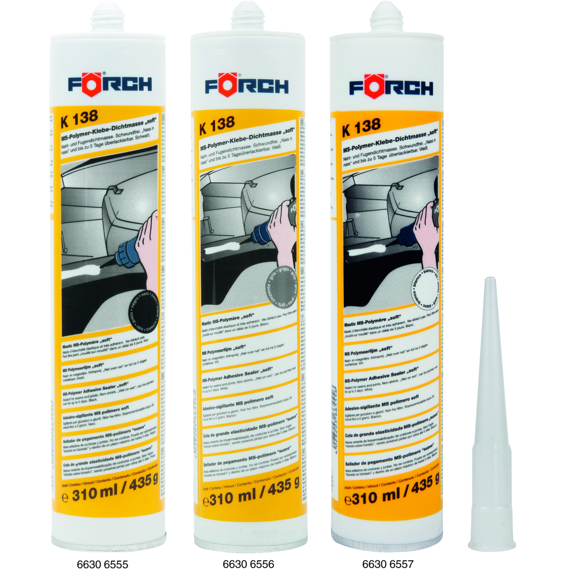 Förch MS-Polymer Soft K138 – Elastische Klebe- & Dichtmasse (−40 °C bis +90 °C, UV-beständig)