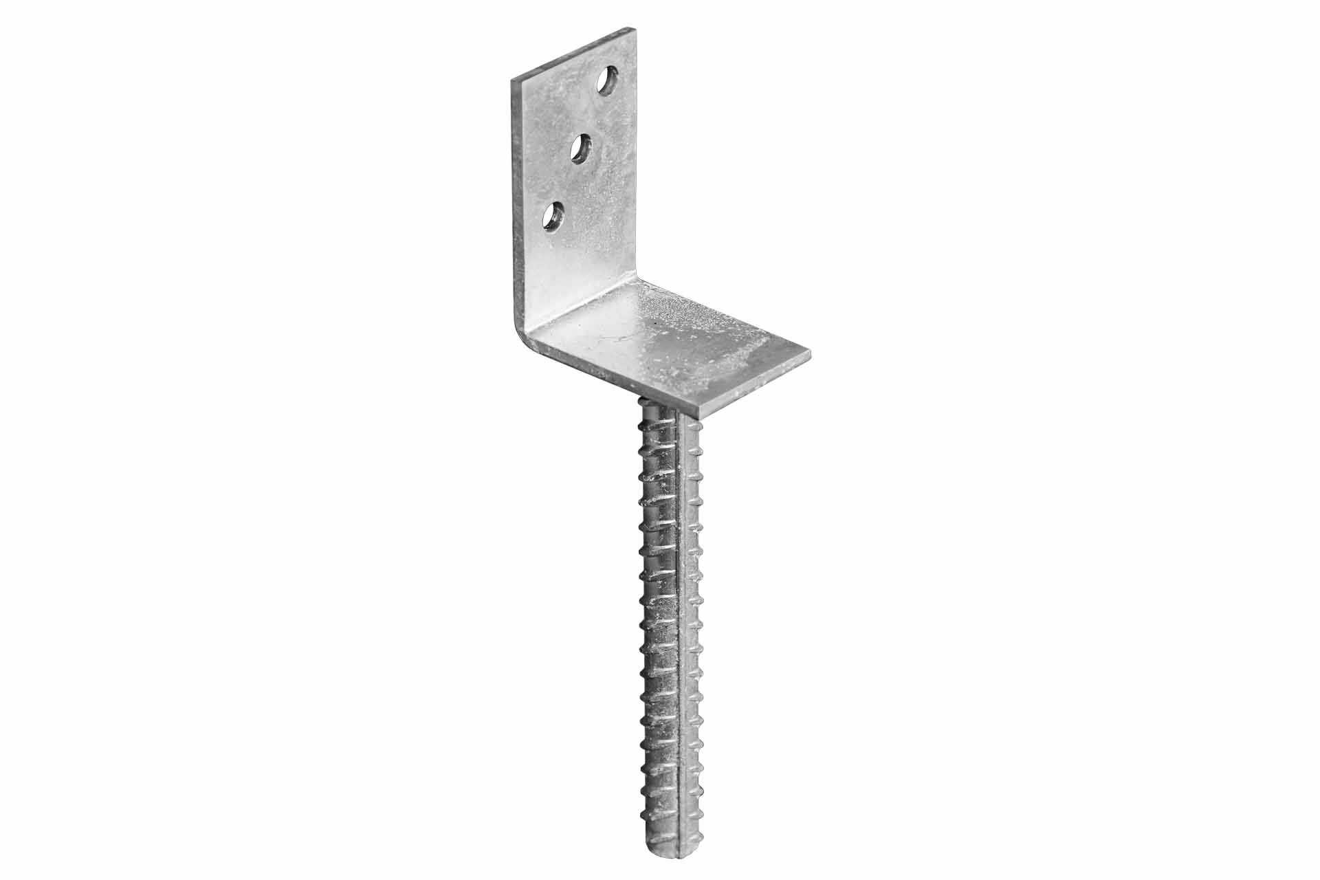 L-Pfostenträger 6x8x30 cm – Stahl verzinkt mit Riffelstahl-Dolle (30 cm) – passend für Zaunpfosten 9x9 cm