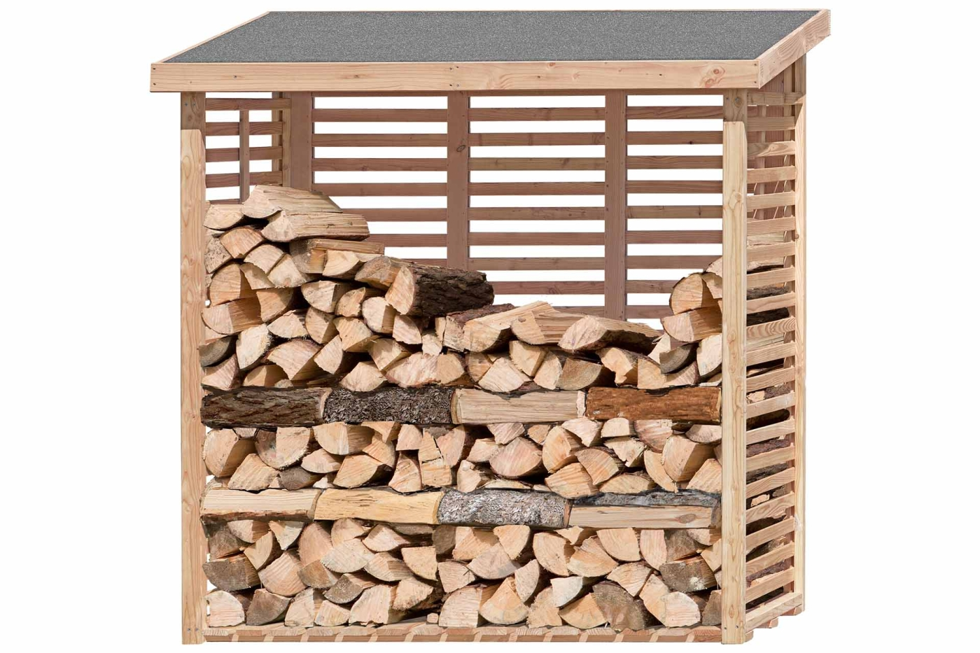 KAMO L Kaminholzregal mit Rückwand 200 × 75 × 200 cm, ca. 2 m³ - Holzlager für 2 Reihen Brennholz, wetterfest & stabil