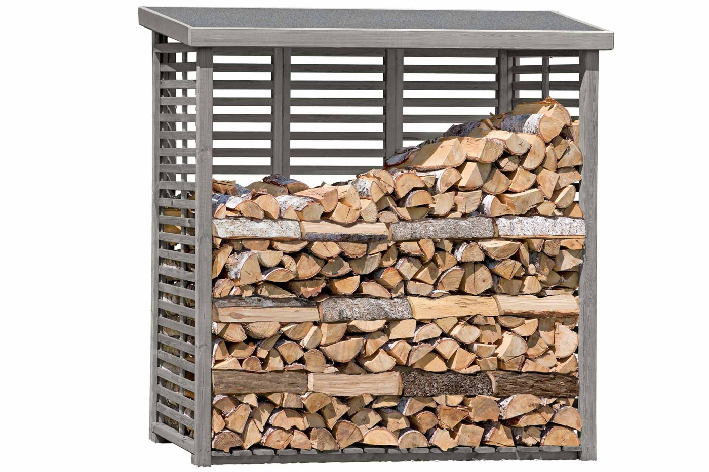FLAMMO L Kaminholzregal mit Rückwand 208 × 75 × 200 cm, ca. 2 m³ - Holzlager für 2 Reihen Brennholz, wetterfest & stabil